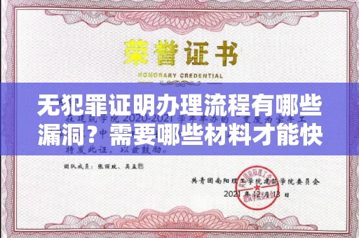 太原无犯罪证明办理流程有哪些漏洞?需要哪些材料才能快速开具?